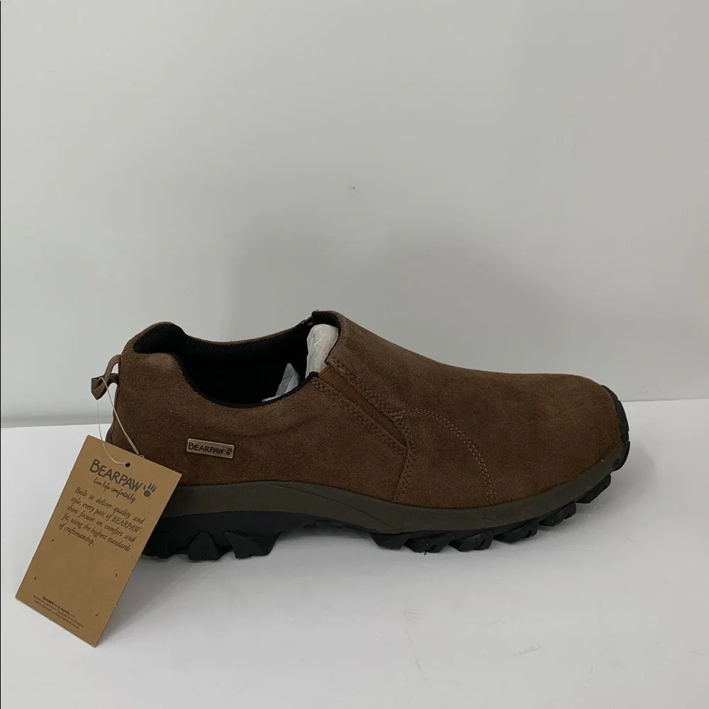 BearPaw Max slip-on loafer shoe chunky brown suede leather hiking men new 9.5